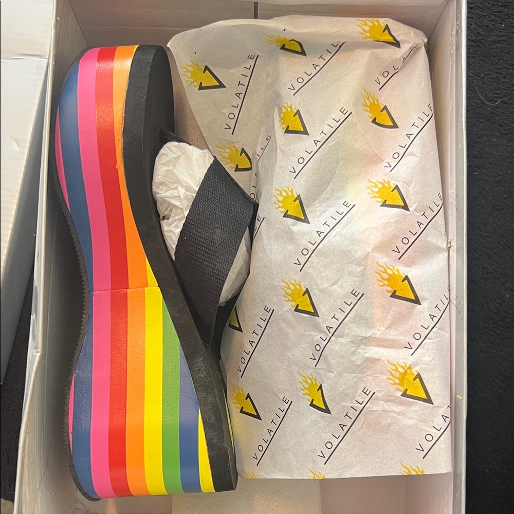 Volatile Multicolor Stripe Platform Sandals